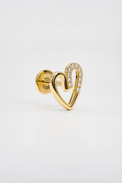 So CHIC... Aşk 18 Ayar Sarı Altın Kaplama Gümüş Tragus-Flat Piercing