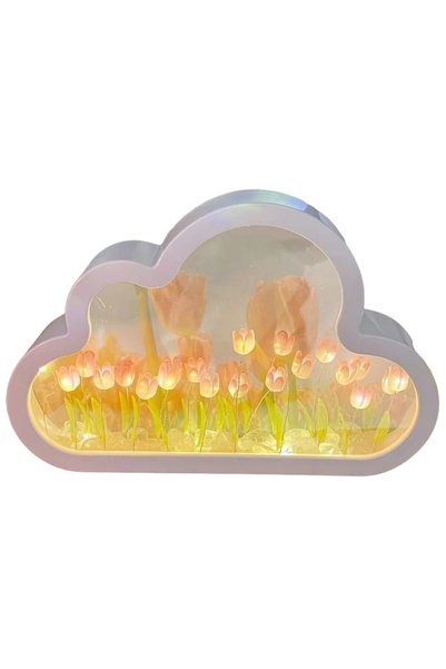 Noonedibs Oglindă cu lumină de noapte tip lalea, lampă de masă cu LED-uri DIY...
