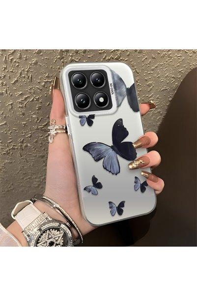 CHICASELUX Mi 14t Compatible Black and Gray Butterfly Print Protective Case, ...