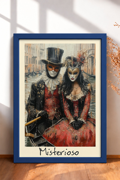 HOMEPACK Misteriozni Venecijanski Karneval Maskirani Par Uramljena Slika Ital...