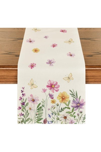 Generic Flowers Butterfly Summer Table Runner, 13x36 Inch Seasonal Spring Kit...