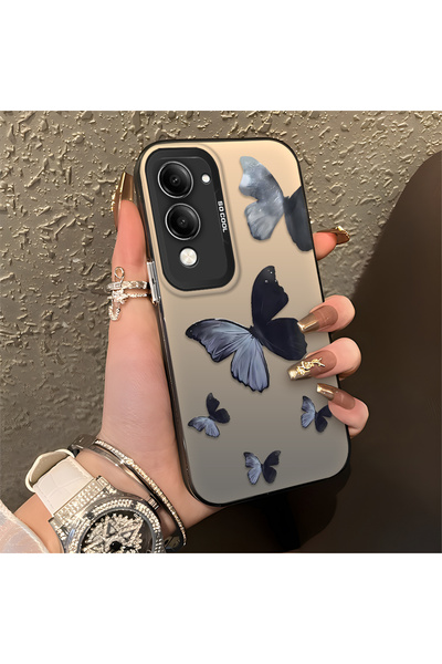 CHICASELUX غطاء حماية أسود رمادي بتصميم فراشة متوافق مع هاتف Vivo Y19S GT، يو...