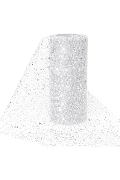 Generic Glitter Tulle Fabric Roll, 6 Inch x 25 Yards Glitter Netting Fabric, ...