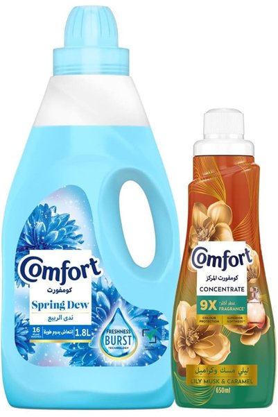 COMFORTLİVE Comfort Dilute Fabric Softener, Spring Dew & Lily Musk, 1.8L + 650ml