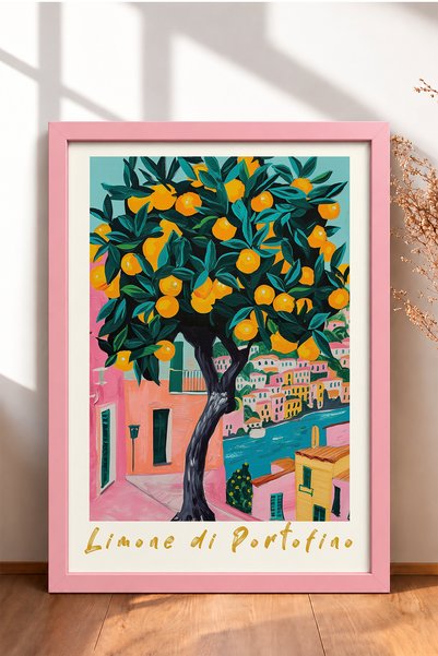 HOMEPACK Πίνακας με κορνίζα «Limone di Portofino» – Αφίσα από την Ιταλία – Δι...