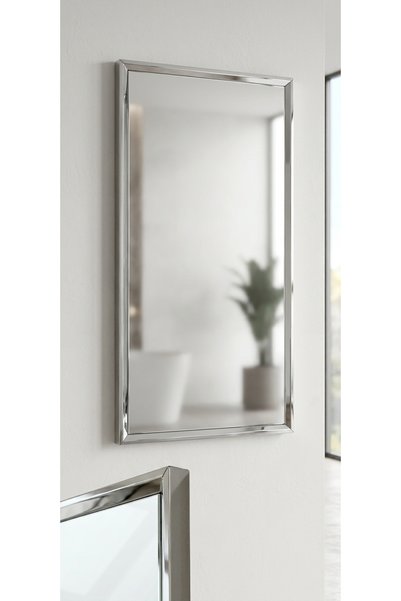 Generic Rectangular Wall Mirror with Silver Stainless Steel Frame 60x120 cm