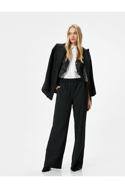 Koton Women Black Plain Trousers