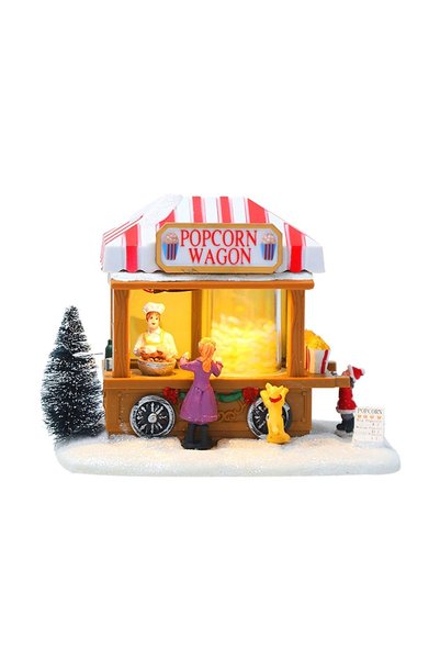 Noonedibs Căsuțe de Crăciun iluminate cu LED-uri, cu muzică, Căsuță de popcor...