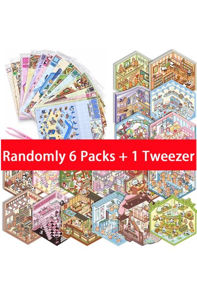 Choice 6 عبوات عشوائية من كتاب المشاهد ثلاثية الأبعاد لاصق DIY ممتع ولطيف وكا...