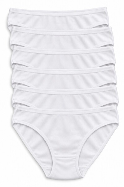 REN Chiloți de bikini albi pentru femei, set de lenjerie intimă din bumbac 10...