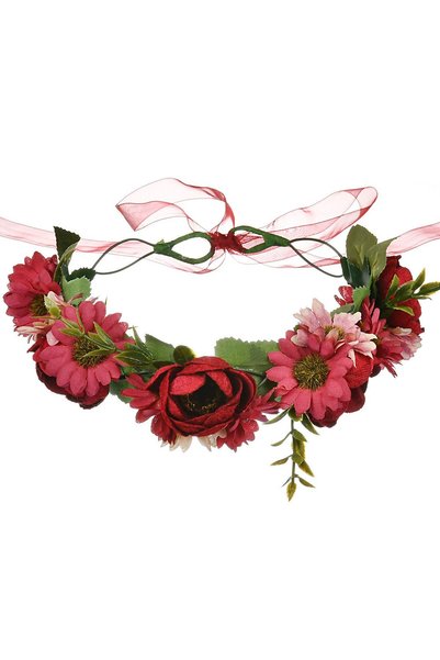 Noonedibs Coroană florală, model boho, cu bandă de păr, coroană de păr, acces...