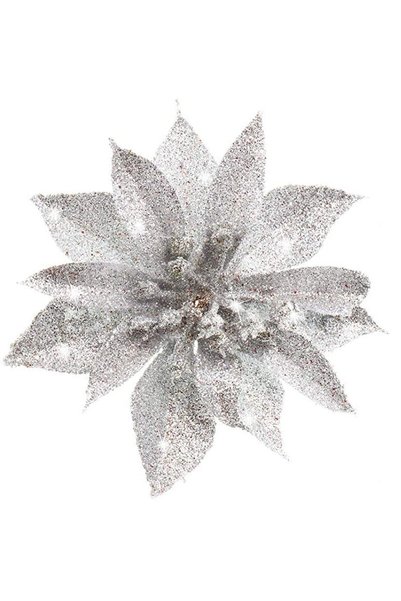 Noonedibs Ornamente de Crăciun cu sclipici artificial Poinsettia, flori decor...