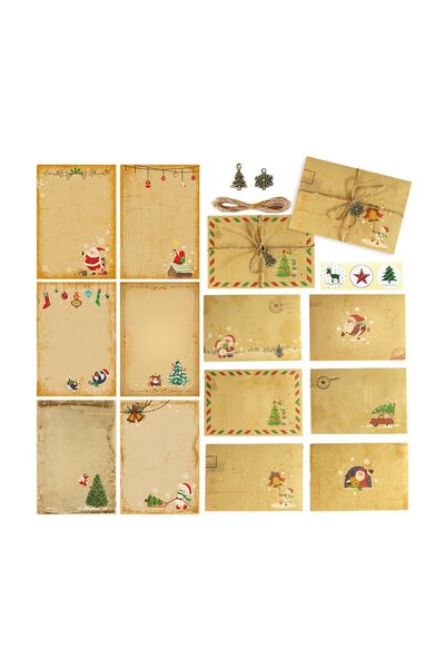 Noonedibs Ornamente de Crăciun - Set de hârtie și plicuri pentru papetărie - ...