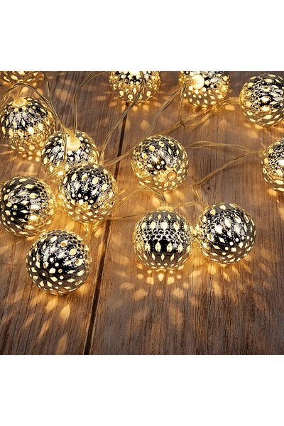 Noonedibs 20 de luminițe LED argintii cu sferă luminoase, 2,5 m, cu baterii, ...