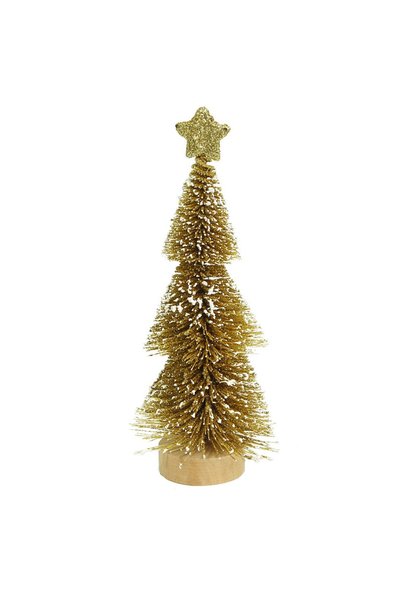 Noonedibs Mini decorațiuni de brazi de Crăciun aurii, brazi de Crăciun artifi...