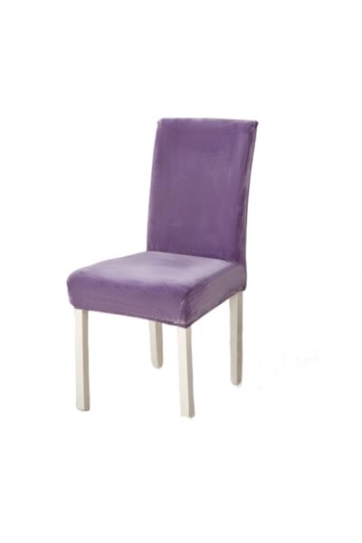 JOJO HOME Set of 6 chair covers, Jojo Home, Plain, Elastic Velvet, Purple