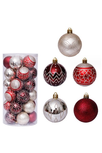 Noonedibs Ornamente de Crăciun 6cm/30buc Set de globuri de Crăciun pictate în...