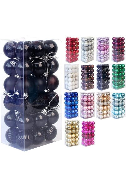 Noonedibs Set de 36 ornamente de Craciun cu globuri, incasabile, globuri de b...