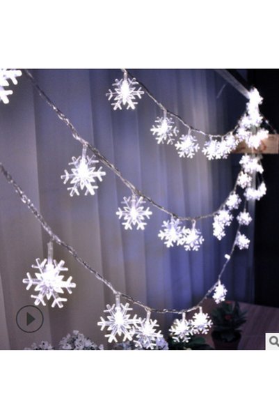 Noonedibs Luminițe solare de Craciun cu fulgi de nea, 20 LED-uri, 3 m, imperm...