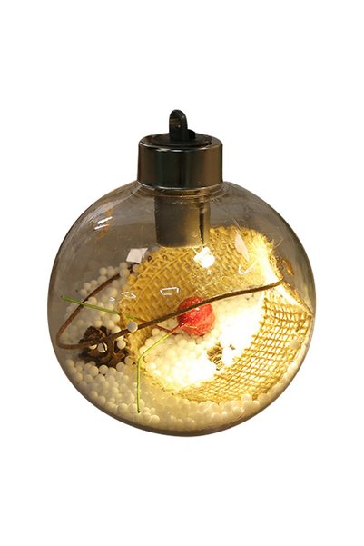 Noonedibs Glob de Crăciun transparent cu LED-uri, pandantiv strălucitor pentr...
