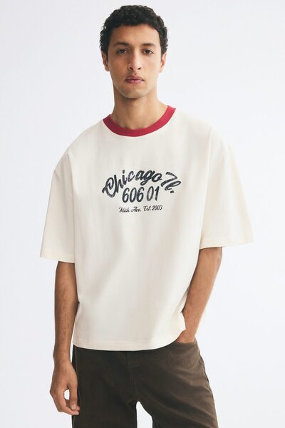 H&M Baskılı Tişört Oversized Fit