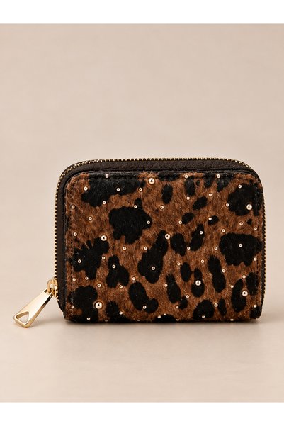 citycenterfashion Women's Gold Detailed Patterned Mini Wallet Cty-Abr-6478