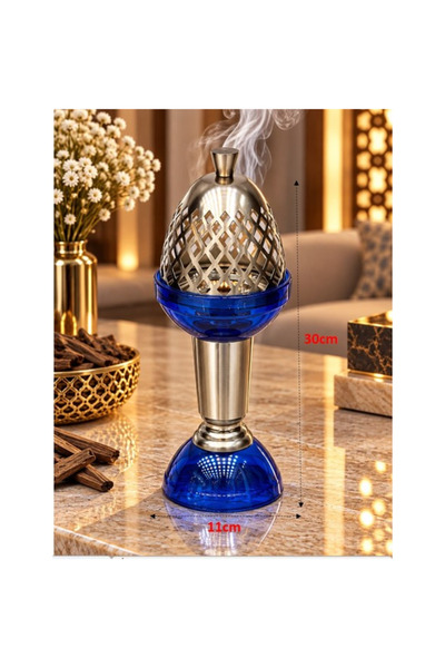PLUS15 مبخرة استيل فاخرة بتصميم بيضاوي مفرغ - ارتفاع 30 سم