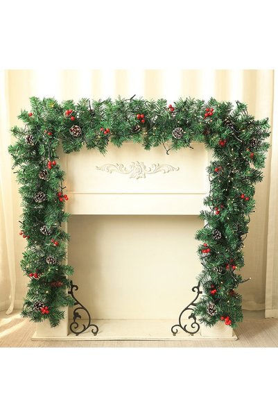 Noonedibs Ghirlanda de Craciun pentru exterior, 2,4 m, de pin cu conuri de pi...