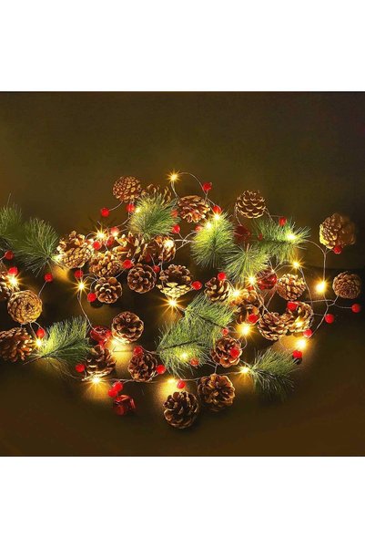 Noonedibs Ghirlandă de Crăciun luminoasă de 7,8 ft cu 20 LED-uri pe baterii, ...