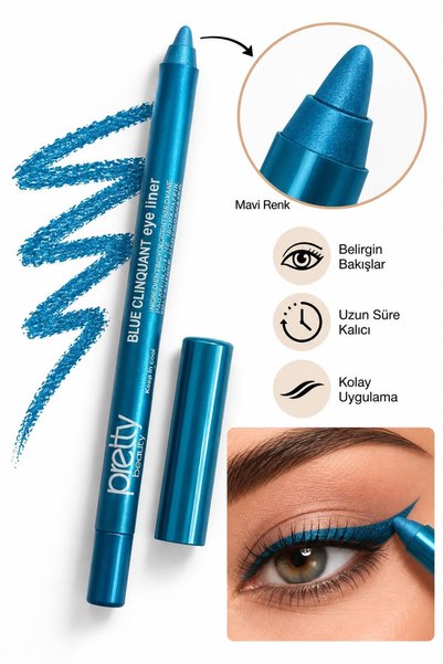 Pretty Beauty Blue Clinquant Eyeliner Metalik Mavi Göz Kalemi – Işıltılı Parl...