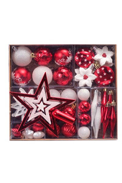 Noonedibs Set de 58 de ornamente suspendate pentru brad de Crăciun, globuri d...