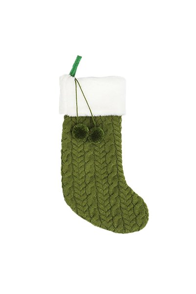 Noonedibs Șosetă de Crăciun pufoasă cu pompoane, ornament de Crăciun pentru b...