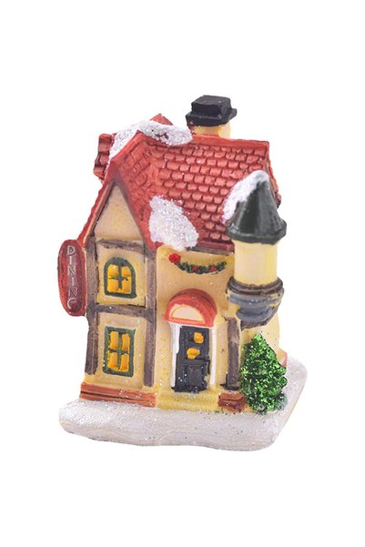 Noonedibs Decorațiune LED cu scenă de Crăciun din rășină, ornament festiv de ...