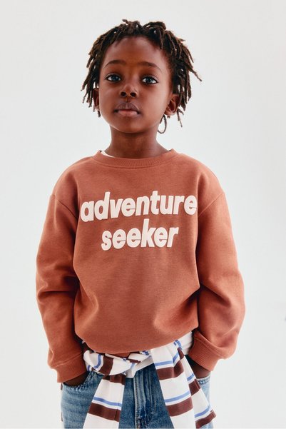 H&M Baskılı ve İçi Tüylü Sweatshirt