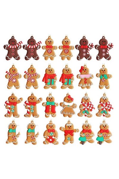 Noonedibs Decoratiune de Craciun cu omulet de turta dulce, ornamente din plas...