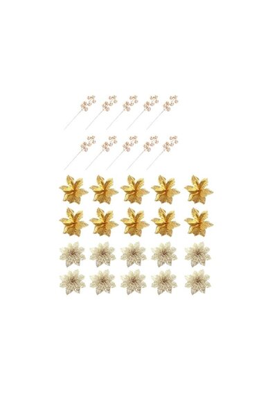 Noonedibs Flori de Crăciun, ghirlandă de flori artificiale pentru decorarea c...