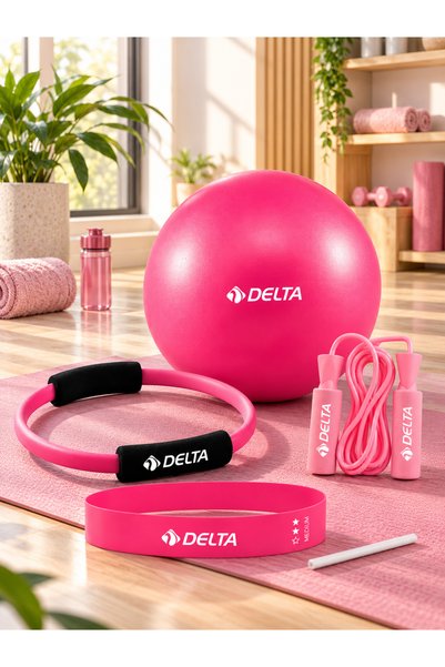 Delta Pilates Cardio Set – 35 cm Hoop + Aerobic Resistance Band + Pilates Bal...
