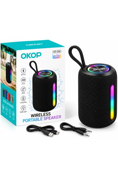 Generic Brand OKOP KP-599 Φορητό Ηχείο Bluetooth, Φώτα LED RGB, Μαύρο
