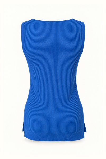 Sezgi Tekin V-Neck, Sleeveless, Slim-Fit, Corded Fabric Sweater