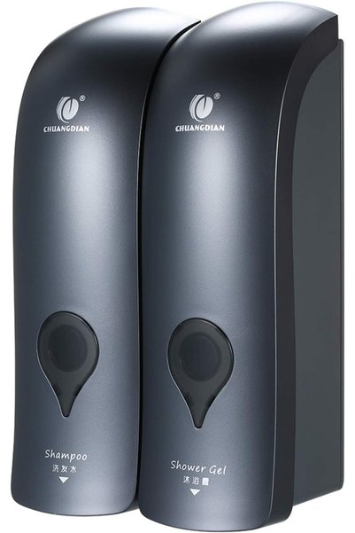 EACAM 300ml*2 Wall Mounted Double-Head Manual Soap Dispenser Shower Gel Liqui...