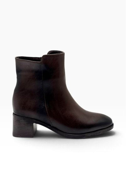 C shoes C-Shoes SL1100-27 Cilt Deri Kalın Topuklu Kadın Bot(5cm)
