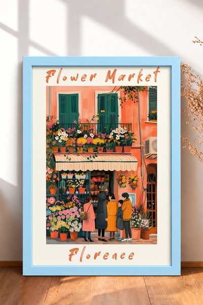 HOMEPACK Flower Market Florence – Magazin de flori – Tablou înrămat – Poster ...
