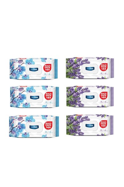 Deep Fresh Set 6 pachete șervețele umede – Lavandă și Orhidee, 144 bucăți/pachet