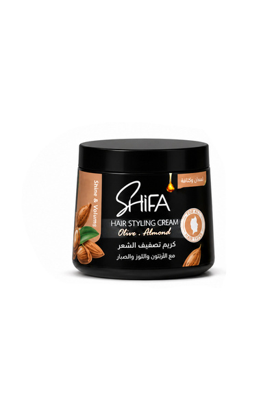 Shifa كريم تصفيف الشعر فائق الترطيب بزيت الزيتون واللوز، 150 جرام.