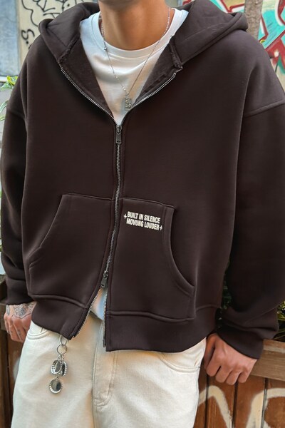 Flaw Wear Hanorac cu glugă și fermoar Cipher Brown