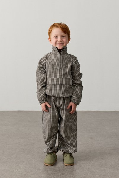 Fahhar Kids Plaid Kangaroo Suit Green