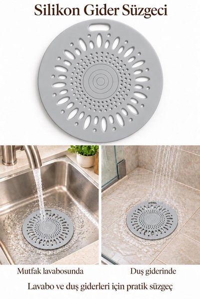 Hayveys Damla Model Bathroom-Sink Drain Strainer (Gray)