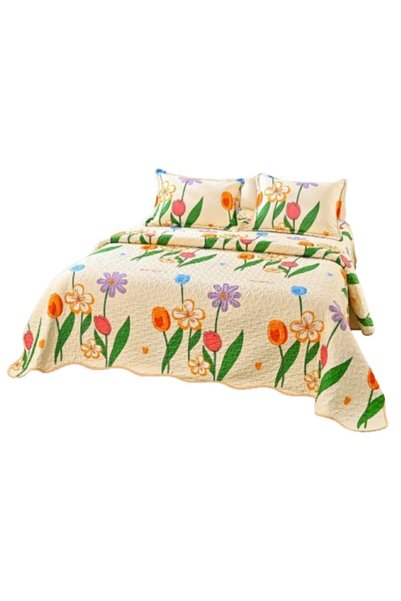 OEM Cuvertură de pat, Microfibră, 3 piese, 2 persoane, 230x250cm, Imprimeu La...