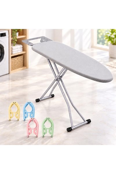 Zaprus Foldable Ironing Board 90 x 30 cm with Iron Rest & 4 Clothes Hooks, Ad...