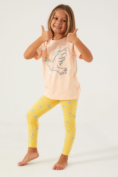 ROLY POLY Girls' Premium Short-Sleeved Pajama Set with Leggings